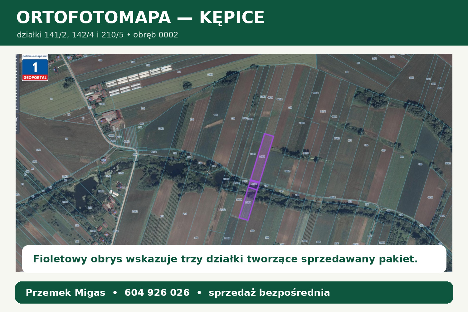 Ortofotomapa działek w Kępicach